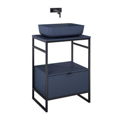Alsó szekrény, AREZZO design NEBO alsószekrény 60 cm-es, 1 fiókkal, matt kék, matt fekete (2 dobo