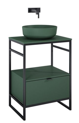 Alsó szekrény, AREZZO design NEBO alsószekrény 60 cm-es, 1 fiókkal, matt zöld,  matt fekete (2 do