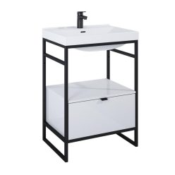   Alsó szekrény, AREZZO design NEBO alsószekrény 60 cm-es, 1 fiókkal, mf fehér, matt fekete (2 dobo