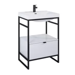   Alsó szekrény, AREZZO design NEBO alsószekrény 60 cm-es, 1 fiókkal, mf fehér, matt fekete (2 dobo