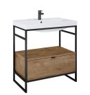 Alsó szekrény, AREZZO design NEBO alsószekrény 80 cm-es, 1 fiókkal, canela tölgy, matt fekete (2