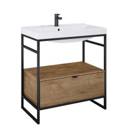   Alsó szekrény, AREZZO design NEBO alsószekrény 80 cm-es, 1 fiókkal, canela tölgy, matt fekete (2