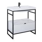 Alsó szekrény, AREZZO design NEBO alsószekrény 80 cm-es, 1 fiókkal, fényes fehér, matt fekete (2