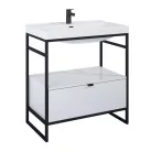 Alsó szekrény, AREZZO design NEBO alsószekrény 80 cm-es, 1 fiókkal, fényes fehér, matt fekete (2