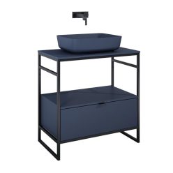   Alsó szekrény, AREZZO design NEBO alsószekrény 80 cm-es, 1 fiókkal, matt kék, matt fekete (2 dobo