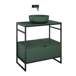   Alsó szekrény, AREZZO design NEBO alsószekrény 80 cm-es, 1 fiókkal, matt zöld, matt fekete (2 dob