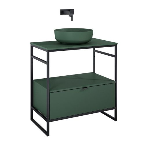 Alsó szekrény, AREZZO design NEBO alsószekrény 80 cm-es, 1 fiókkal, matt zöld, matt fekete (2 dob