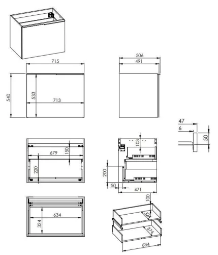 Alsó szekrény, AREZZO design Malibu alsószekrény 70 1 fiók + 1 fiók , matt fehér