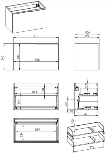 Alsó szekrény, AREZZO design Malibu alsószekrény 90 1 fiók + 1 fiók , matt fehér