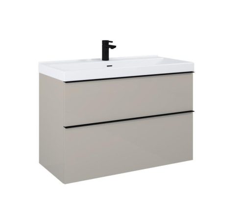 Alsó szekrény, AREZZO design MONTEREY 100 cm-es alsószekrény 2 fiókkal Matt beige színben, szifon