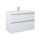 Alsó szekrény, AREZZO design MONTEREY 100 cm-es alsószekrény 2 fiókkal Matt Fehér színben, szifon