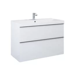   Alsó szekrény, AREZZO design MONTEREY 100 cm-es alsószekrény 2 fiókkal Matt Fehér színben, szifon