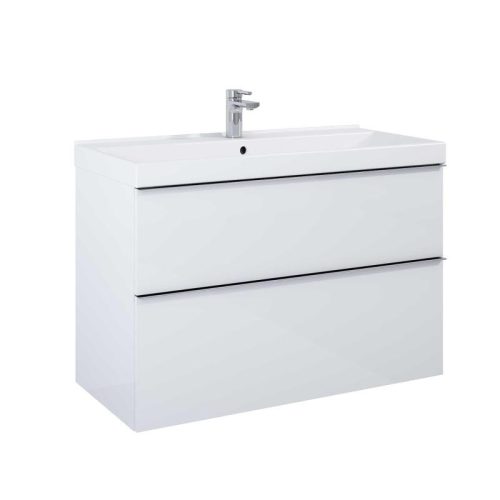 Alsó szekrény, AREZZO design MONTEREY 100 cm-es alsószekrény 2 fiókkal Matt Fehér színben, szifon