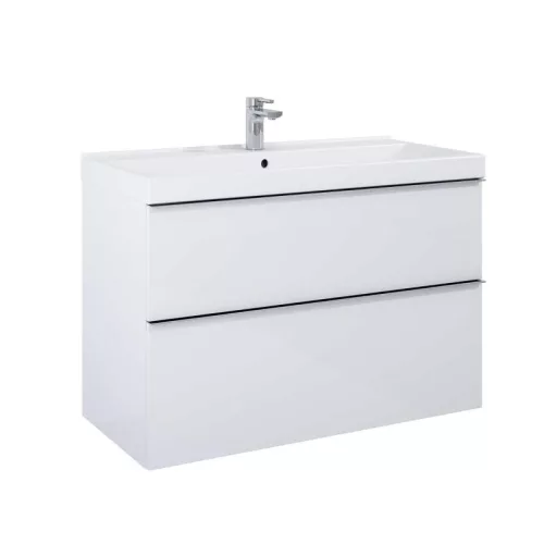 Alsó szekrény, AREZZO design MONTEREY 100 cm-es alsószekrény 2 fiókkal Matt Fehér színben, szifon
