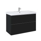 Alsó szekrény, AREZZO design MONTEREY 100 cm-es alsószekrény 2 fiókkal Matt fekete színben, szifo