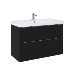   Alsó szekrény, AREZZO design MONTEREY 100 cm-es alsószekrény 2 fiókkal Matt fekete színben, szifo