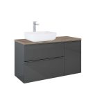 Alsó szekrény, AREZZO design MONTEREY 100 cm-es alsószekrény 2 fiókkal Mf. antracit színben, szif