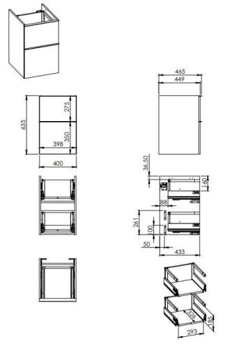 Alsó szekrény, AREZZO design MONTEREY 40 cm-es alsószekrény 2 fiókkal Canela tölgy színben