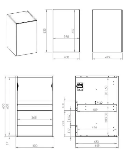 Alsó szekrény, AREZZO design MONTEREY 40 cm-es oldalszekrény 1 ajtóval Matt fekete színben