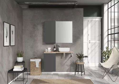 Alsó szekrény, AREZZO design MONTEREY 40 cm-es oldalszekrény 1 ajtóval Mf. antracit színben