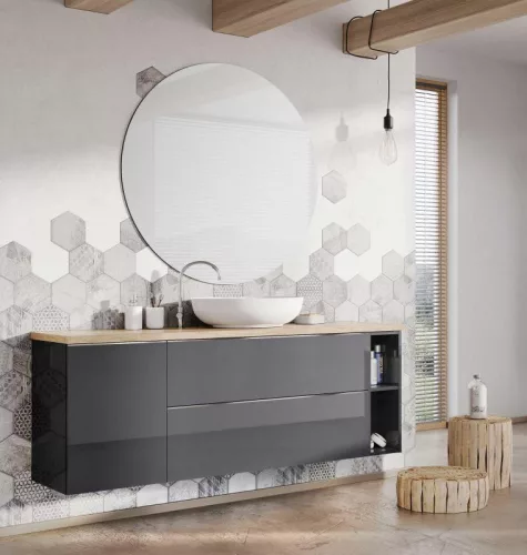 Alsó szekrény, AREZZO design MONTEREY 40 cm-es oldalszekrény 1 ajtóval Mf. antracit színben
