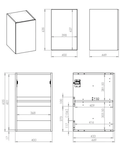 Alsó szekrény, AREZZO design MONTEREY 40 cm-es oldalszekrény 1 ajtóval Mf. antracit színben