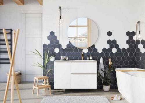 Alsó szekrény, AREZZO design MONTEREY 40 cm-es oldalszekrény szennyeskosárral 1 ajtóval Mf. Fehér