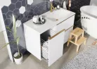 Alsó szekrény, AREZZO design MONTEREY 40 cm-es oldalszekrény szennyeskosárral Matt Fehér színben