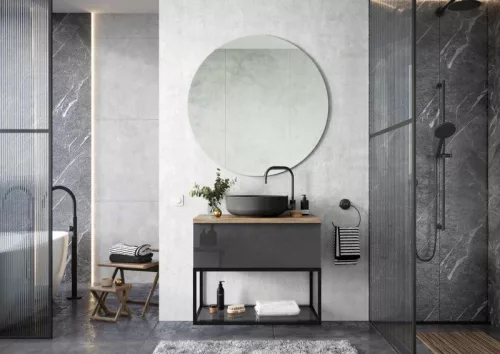 Alsó szekrény, AREZZO design MONTEREY 60 cm-es alsószekrény 1 fiókkal Mf. antracit színben, szifo
