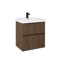   Alsó szekrény, AREZZO design MONTEREY 60 cm-es alsószekrény 2 fiókkal Lincoln dió színben, szifon