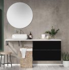 Alsó szekrény, AREZZO design MONTEREY 60 cm-es alsószekrény 2 fiókkal Matt fekete színben, szifon