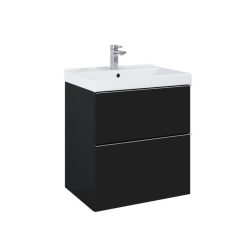   Alsó szekrény, AREZZO design MONTEREY 60 cm-es alsószekrény 2 fiókkal Matt fekete színben, szifon