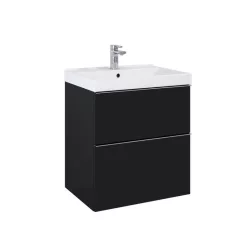   Alsó szekrény, AREZZO design MONTEREY 60 cm-es alsószekrény 2 fiókkal Matt fekete színben, szifon