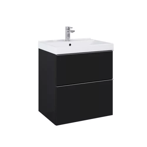 Alsó szekrény, AREZZO design MONTEREY 60 cm-es alsószekrény 2 fiókkal Matt fekete színben, szifon