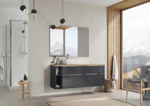 Alsó szekrény, AREZZO design MONTEREY 60 cm-es alsószekrény 2 fiókkal Mf. antracit színben, szifo