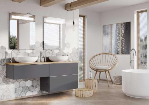 Alsó szekrény, AREZZO design MONTEREY 60 cm-es alsószekrény 2 fiókkal Mf. antracit színben, szifo