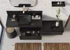 Alsó szekrény, AREZZO design MONTEREY 80 cm-es alsószekrény 1 fiókkal matt fekete színben, szifon