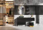 Alsó szekrény, AREZZO design MONTEREY 80 cm-es alsószekrény 1 fiókkal matt fekete színben, szifon