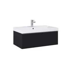   Alsó szekrény, AREZZO design MONTEREY 80 cm-es alsószekrény 1 fiókkal Matt fekete színben, szifon