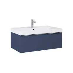   Alsó szekrény, AREZZO design MONTEREY 80 cm-es alsószekrény 1 fiókkal Matt Kék színben, szifonkiv