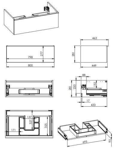 Alsó szekrény, AREZZO design MONTEREY 80 cm-es alsószekrény 1 fiókkal Mf. fehér színben, szifonki