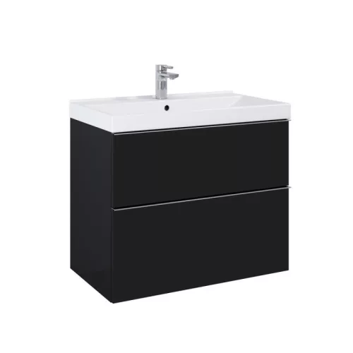 Alsó szekrény, AREZZO design MONTEREY 80 cm-es alsószekrény 2 fiókkal Matt fekete színben,szifonk
