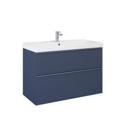   Alsó szekrény, AREZZO design MONTEREY 80 cm-es alsószekrény 2 fiókkal Matt kék színben, szifonkiv