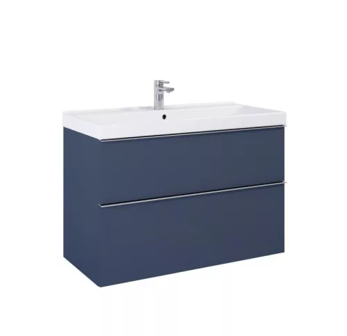 Alsó szekrény, AREZZO design MONTEREY 80 cm-es alsószekrény 2 fiókkal Matt kék színben, szifonkiv