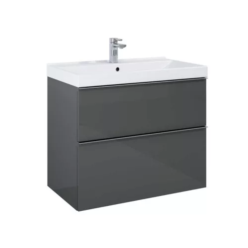 Alsó szekrény, AREZZO design MONTEREY 80 cm-es alsószekrény 2 fiókkal Mf. antracit színben, szifo