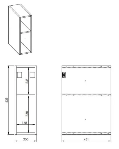 Alsó szekrény, AREZZO design MONTEREY Duo 20 cm-es nyitott elem Canela tölgy színben