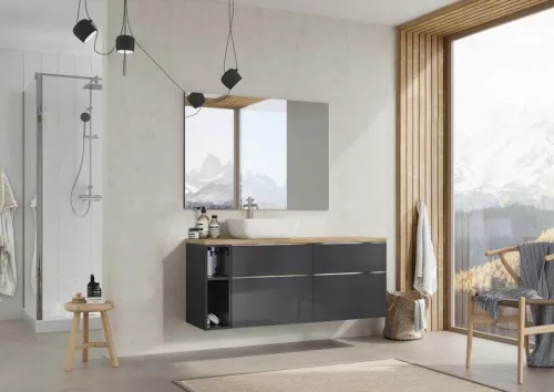 Alsó szekrény, AREZZO design MONTEREY Duo 20 cm-es nyitott elem Mf. antracit színben
