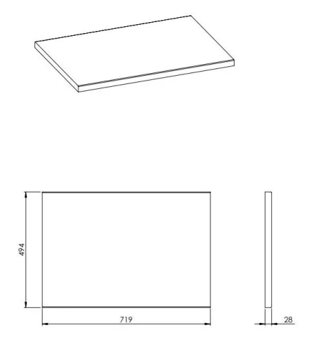 Mosdópult, AREZZO design 70x49,4x2,8 cm mosdópult, Mf. Fehér színben