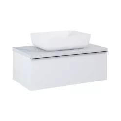   Mosdópult, AREZZO design CALACATTA márvány mosdópult (70/49,4) matt fehér,20 mm