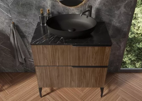 Mosdópult, AREZZO design MARQUINA márvány 60x46 cm mosdópult Matt Fekete színben, 20 mm